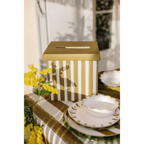 Beauty Home Κουτί από χαρτόνι για ευχετήριες κάρτες – Λαδί λευκό 20x20cm