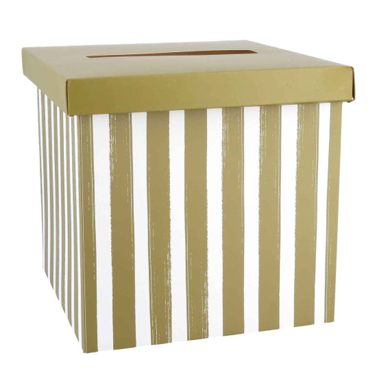 Beauty Home Κουτί από χαρτόνι για ευχετήριες κάρτες – Λαδί λευκό 20x20cm