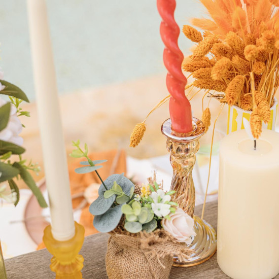 Beauty Home Κηροπήγιο γυάλινο Salvia – Ματ Κίτρινο Ø7,8x11cm