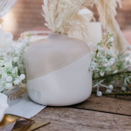 Beauty Home Βάζο κεραμικό Diana σε διχρωμία – κρέμ μπεζ 11×11,5cm