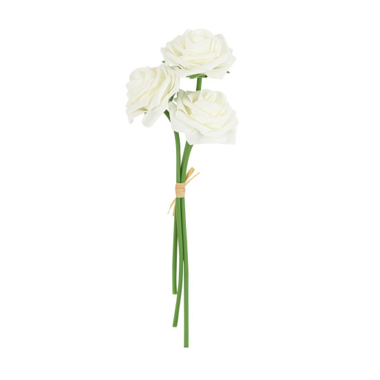 Beauty Home Μπουκέτο με 3 αφρώδη τριαντάφυλλα λευκά ø7×26.5cm