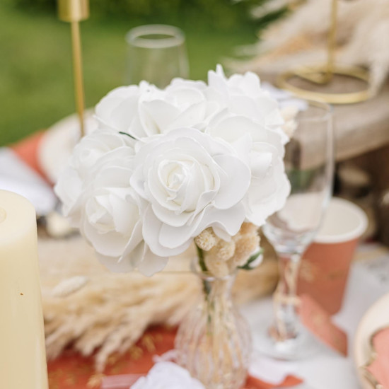 Beauty Home Μπουκέτο με 3 αφρώδη τριαντάφυλλα λευκά ø7×26.5cm