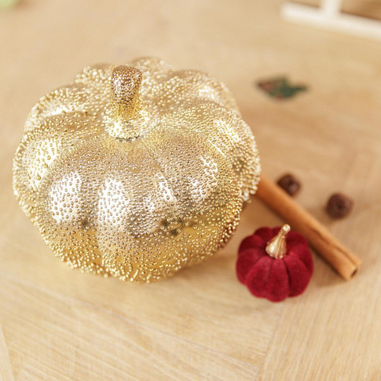 Beauty Home Κεραμική κολοκύθα χρυσή με ανάγλυφο σχέδιο Ø12 x 10.5 cm