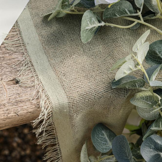 Beauty Home Ράννερ με ξέφτια – Λαδί 30cm x 3m