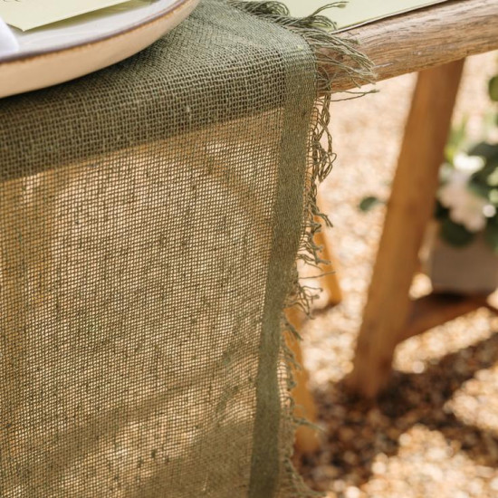 Beauty Home Ράννερ με ξέφτια – Λαδί 30cm x 3m