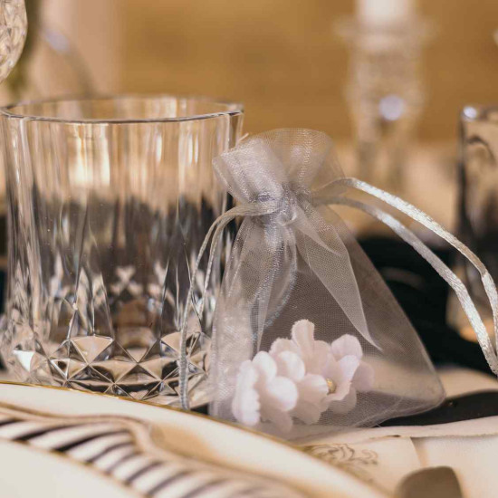 Beauty Home 24 Μαργαρίτες από Λευκό Βελούδο και Χρυσό Μαργαριτάρι Ø2.5cm