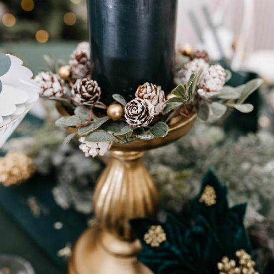 Beauty Home Κηροπήγιο μπαρόκ ματ χρυσό Ø10.5 x 17 cm