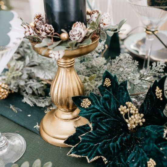 Beauty Home Κηροπήγιο μπαρόκ ματ χρυσό Ø10.5 x 17 cm