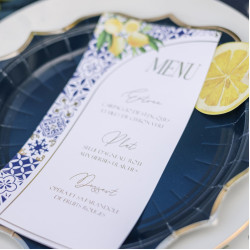 Beauty Home 10 Κάρτες χάρτινες menu με θέμα “Dolce Vita” – Μπλε, Λευκό και Χρυσό 10 x 20 cm