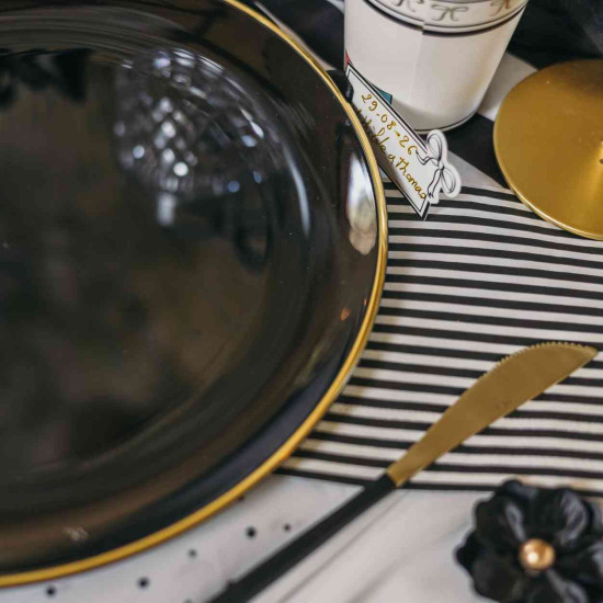 Beauty Home 10 ετικέτες Black & white με κορδέλα 3,5×7 cm