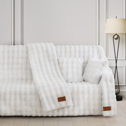 Beauty Home Γούνινο Σετ ριχτάρι 3τμχ Pop Art 8724 (180x160+180x250+180x300) Λευκό