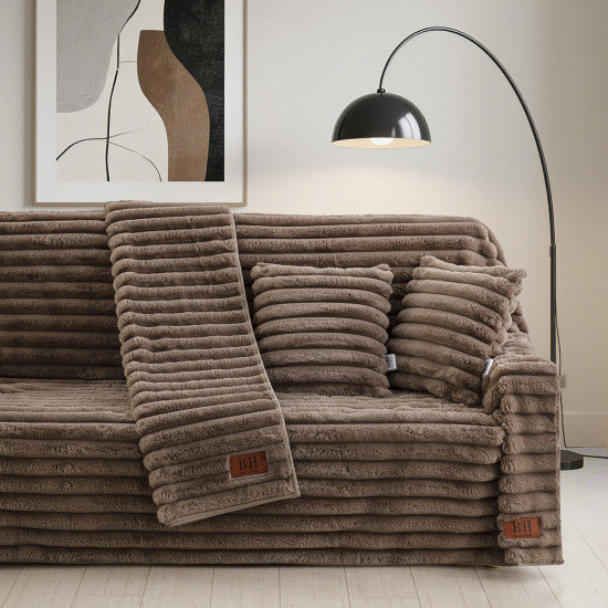 Beauty Home Γούνινο Σετ ριχτάρι 3τμχ Stripe Art 8726 (180x160+180x250+180x300) Μόκα Beauty Home Γούνινο Σετ ριχτάρι 3τμχ Stripe Art 8726 (180x160+180x250+180x300) Μόκα