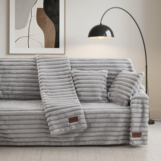 Beauty Home Γούνινο Σετ ριχτάρι 3τμχ Stripe Art 8727 (180x160+180x250+180x300) Γκρι Beauty Home Γούνινο Σετ ριχτάρι 3τμχ Stripe Art 8727 (180x160+180x250+180x300) Γκρι