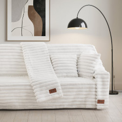 Beauty Home Γούνινο Σετ ριχτάρι 3τμχ Stripe Art 8728 (180x160+180x250+180x300) Λευκό