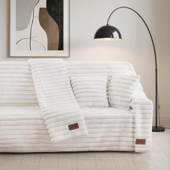 Beauty Home Γούνινο Σετ ριχτάρι 3τμχ Stripe Art 8728 (180x160+180x250+180x300) Λευκό Beauty Home Γούνινο Σετ ριχτάρι 3τμχ Stripe Art 8728 (180x160+180x250+180x300) Λευκό