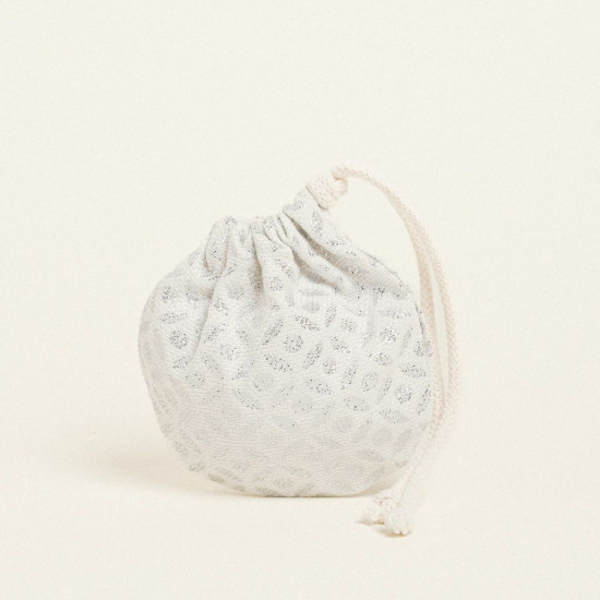 Beauty Home ΠΟΥΓΚΙ ΟΒΑΛ ΜΕ ΚΟΡΔΟΝΙ 13 x 14 cm ΖΑΚΑΡ ΕΚΡΟΥ-ΑΣΗΜΙ