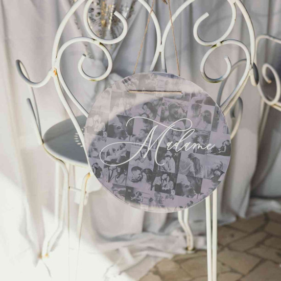 Beauty Home Διακοσμητικο “Κύριος και Κυρία” με Κορδόνι Διαφανές Ακρυλικό Γυαλί Ø30εκ.