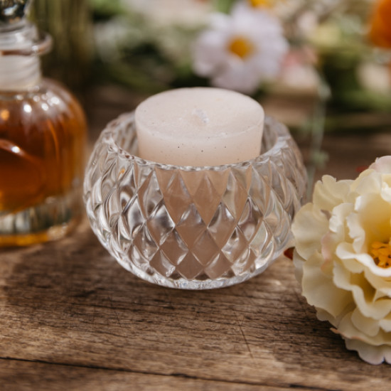 Beauty Home Κηροπήγιο γυάλινο Chloe – Διάφανο 7,5x4cm