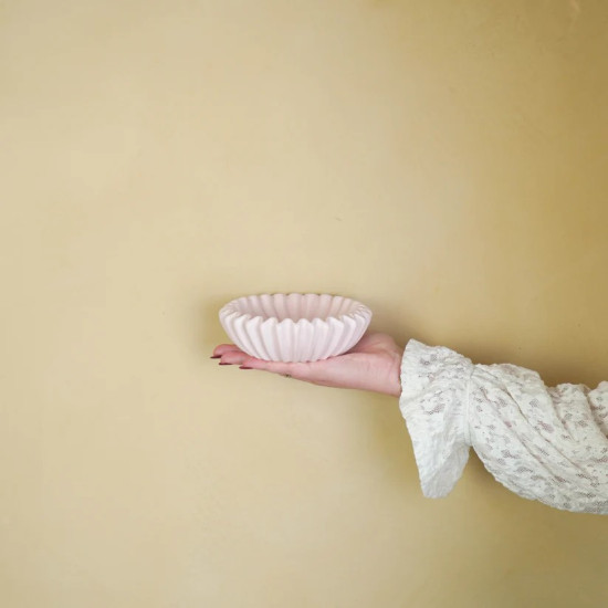 Beauty Home Μπολ κεραμικό Πλισέ – Ανοιχτό Ροζ 15x15x4,5 cm