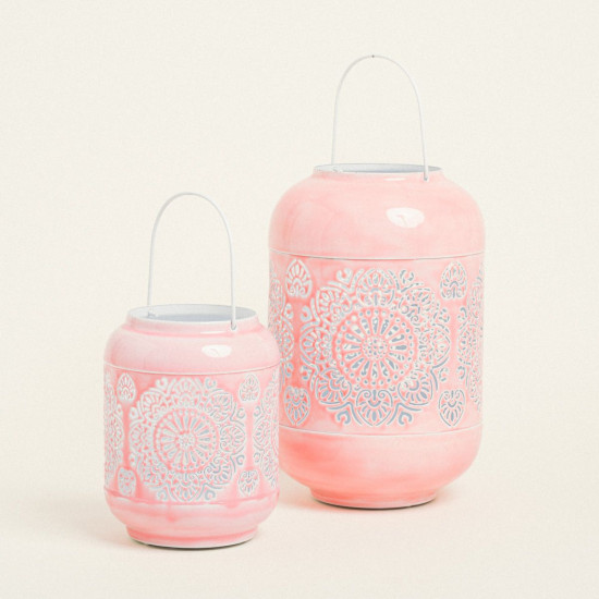 Beauty Home ΦΑΝΑΡΙ ΜΕΤΑΛΙΚΟ ΡΟΖ 15 x 20 cm