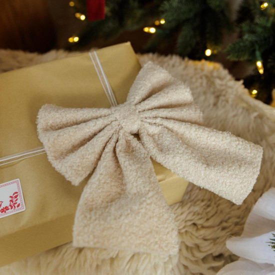 Beauty Home Σετ 2 Κρεμ Υφασμάτινων Φιογκών Μπουκλέ 12 x 12 cm