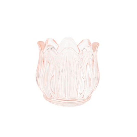 Beauty Home Γυάλινο Κηροπήγιο Λουλούδι Ροζ 7 x 6,7 CM