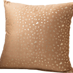 Beauty Home Μαξιλαροθήκη  45 x 45 cm Βελούδο Μπεζ Με Χρυσά Έλατα
