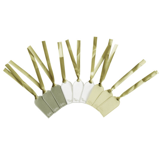 Beauty Home 9 Ετικέτες Χάρτινες – Κρεμ,λαδί και Πράσινο Ευκάλυπτου 6 x 3 cm