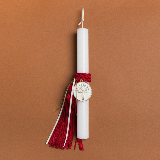 Beauty Home ΛΑΜΠΑΔΑ 33cm ΚΟΚΚΙΝΗ ΦΟΥΝΤΑ ΚΑΙ ΔΕΝΤΡΟ ΖΩΗΣ ΛΕΥΚΟ ΣΕ ΣΥΣΚΕΥΑΣΙΑ ΔΩΡΟΥ