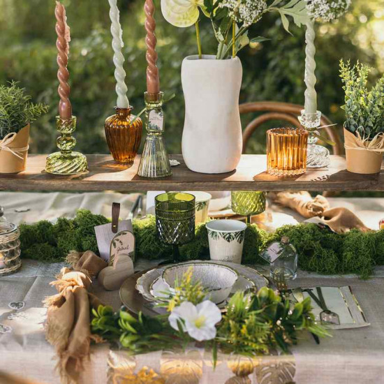 Beauty Home Κηροπήγιο γυάλινο Noah – Λαδί Ø6,5x15cm