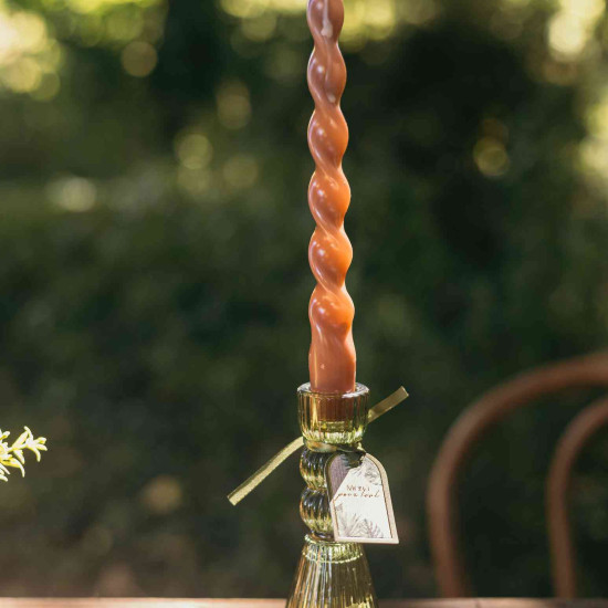 Beauty Home Κηροπήγιο γυάλινο Noah – Λαδί Ø6,5x15cm