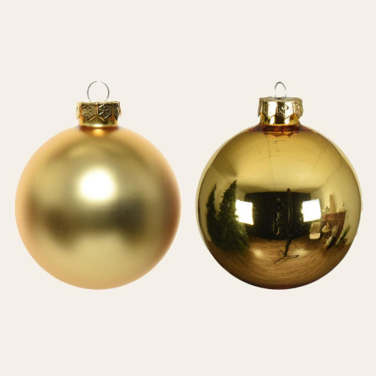 Beauty Home ΓΥΑΛΙΝΕΣ ΜΠΑΛΕΣ ΧΡΥΣΕΣ 3,5 CM ΣΕΤ 16 ΤΜΧ