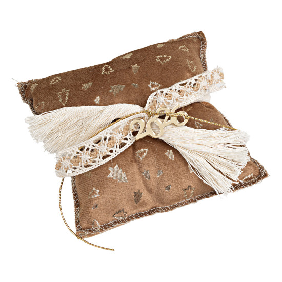 Beauty Home ΜΑΞΙΛΑΡΙ ΜΕ ΧΡΟΝ. Βελούδο Μπεζ Με Χρυσά Έλατα