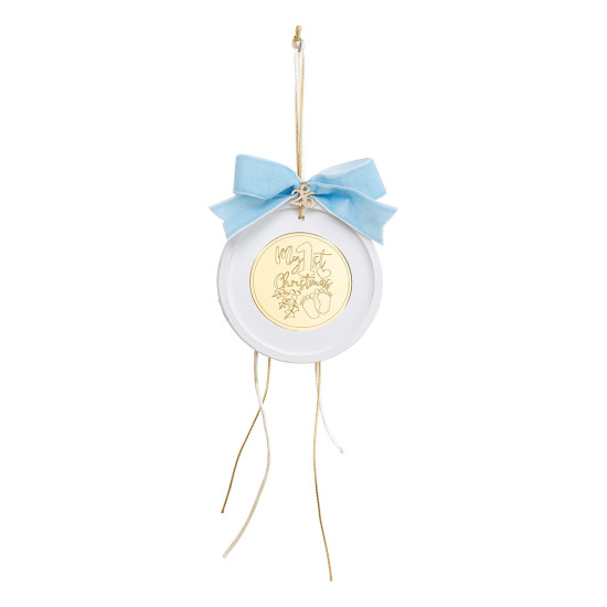 Beauty Home ΚΡΕΜΑΣΤΟ ΣΤΡΟΓΓΥΛΟ ΚΕΡΑΜΙΚΟ ME PLEXI MY 1st CHRISTMAS ΓΑΛΑΖΙΟ