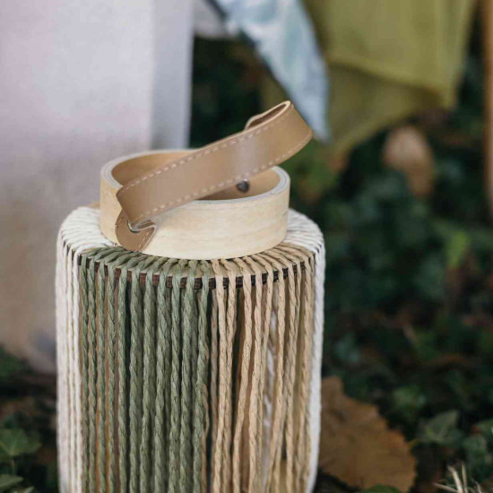 Beauty Home Φανάρι Simon Γυαλί, ξύλο και σπάγκος Μπεζ, κρεμ και β…