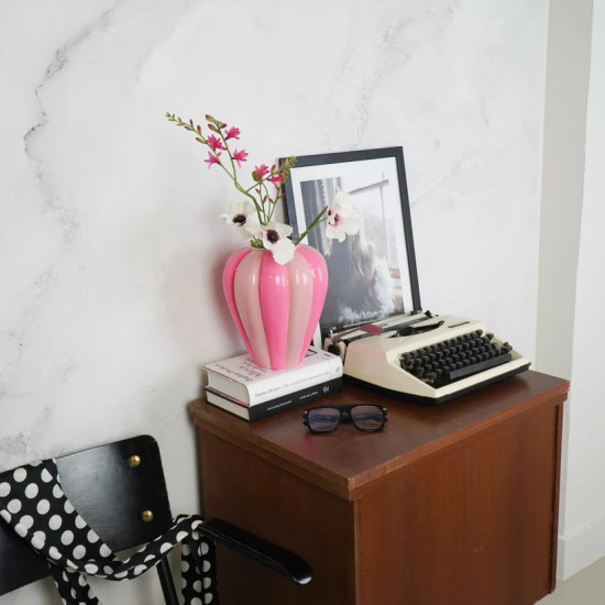 Beauty Home Βάζο με στροβιλισμό – Ροζ νέον/Ανοιχτό ροζ 20x20x21,5cm