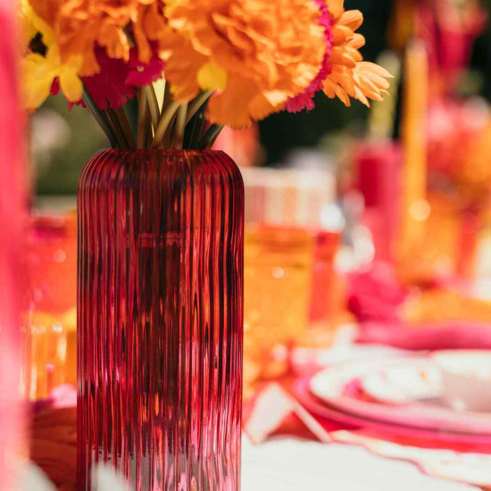 Beauty Home Βάζο γυάλινο Zoé – Φραμπουάζ Ø8,5x20cm – 920ml