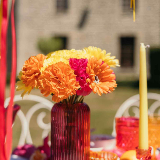 Beauty Home Βάζο γυάλινο Zoé – Φραμπουάζ Ø8,5x20cm – 920ml