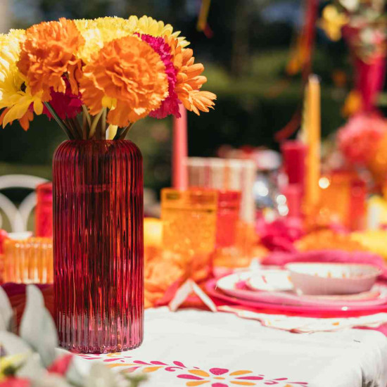 Beauty Home Βάζο γυάλινο Zoé – Φραμπουάζ Ø8,5x20cm – 920ml