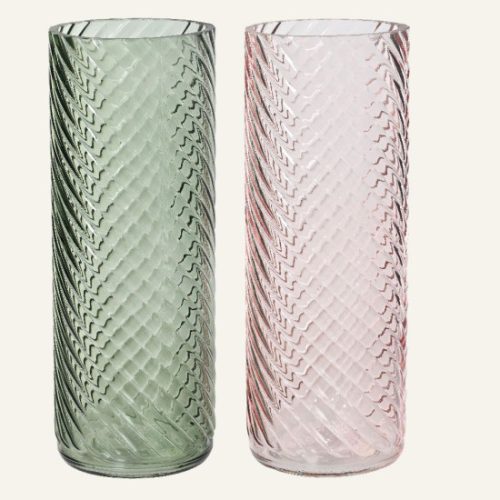 Beauty Home Γυάλινο Βάζο με Εφέ Στροβιλισμού 10cm x 26.5cm