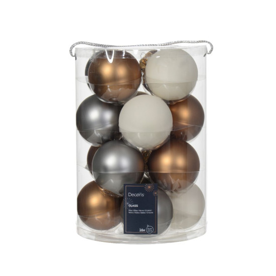 Beauty Home ΓΥΑΛΙΝΕΣ ΜΠΑΛΕΣ 3 ΧΡΩΜΑΤΑ 8 cm ΣΕΤ 16 ΤΜΧ