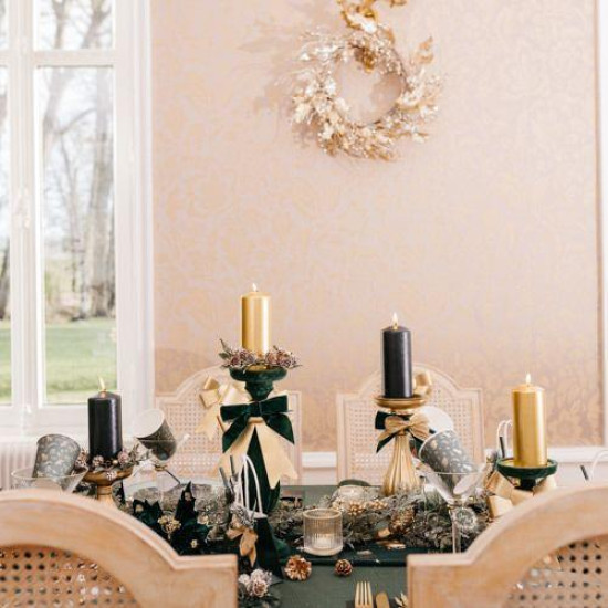 Beauty Home Κηροπήγιο μπαρόκ ματ χρυσό Ø10.5 x 28.5 cm