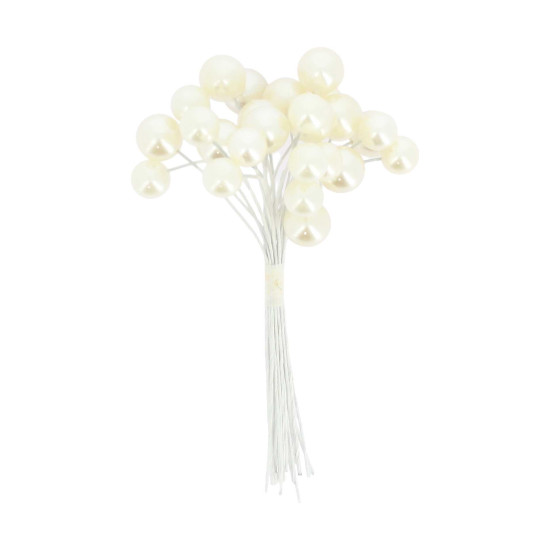 Beauty Home 24 Λευκές Περλέ Στρας με σύρμα 10cm – 1cm και 1,3cm