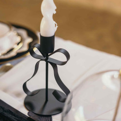 Beauty Home Κηροπήγιο μεταλλικός φιόγκος Andréa – Μαύρο 13×9,5x8cm