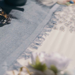 Beauty Home Ράννερ με ξέφτια – Γαλάζιο 30 cm x 3 m