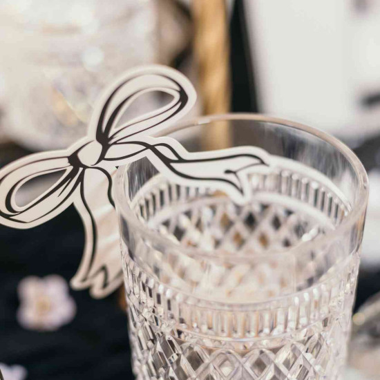 Beauty Home 10 καρτελάκια Black & white σε σχήμα Φιόγκου 8x8cm