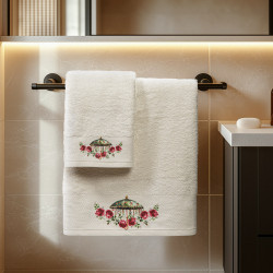 Beauty Home Σετ πετσέτες 3τμχ με εκτύπωση Art 3550 (30x50+50x90+70x140) Εκρού