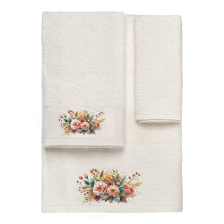 Beauty Home Σετ πετσέτες 3τμχ με εκτύπωση Art 3551 (30x50+50x90+70x140) Εκρού