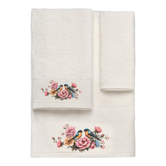 Beauty Home Σετ πετσέτες 3τμχ με εκτύπωση Art 3555 (30x50+50x90+70x140) Εκρού