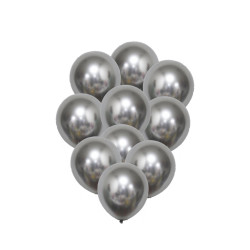 Beauty Home 10 Μπαλόνια Μεταλλικό Ασημί Ø30cm